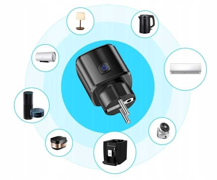 2 броя WiFi Умен Контакт 16A Tuya с Електромер Смарт Щепсел Smart Life Таймер