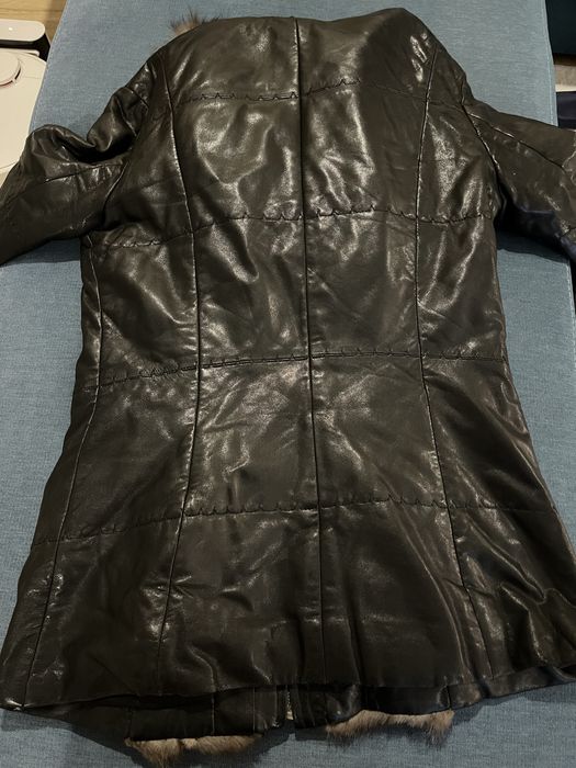 Дамско кожено яке с естествен косъм