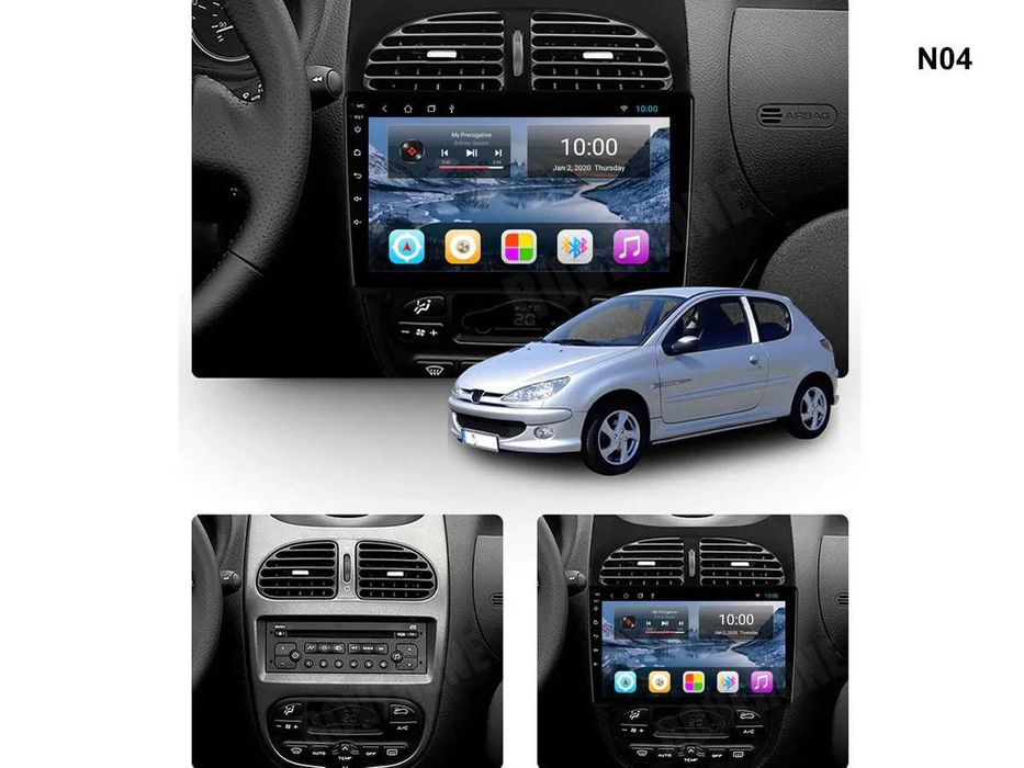 Sistem multimedia cu display de 9 inchi pentru Peugeot 206 2000-2008