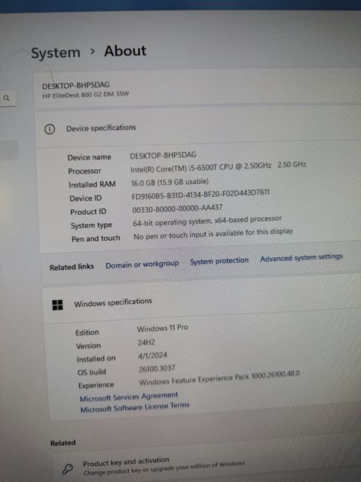 Calculator HP EliteDesk 800 G2 i5 16gb 256ssd perfect functional