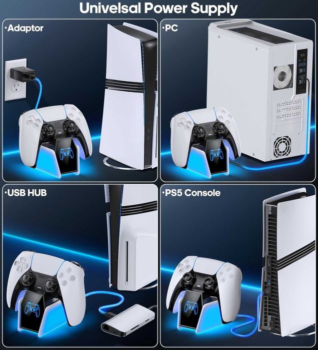 Зарядна стойка (докинг) за PS5 контролер DualSense с LED/RGB индикация