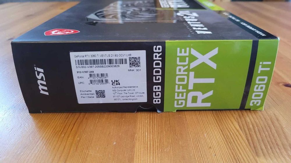 Placa video MSI RTX 3060 Ti Ventus 2X OC LHR 8GB GDDR6 - sigiliu, curata, stare buna