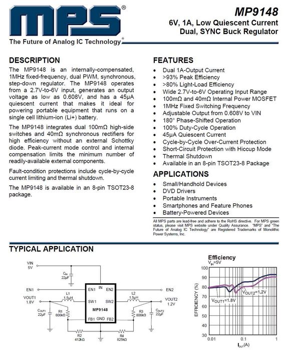 Convertor buck dublu step-down buck converter MP9148 6V 1A pret/buc