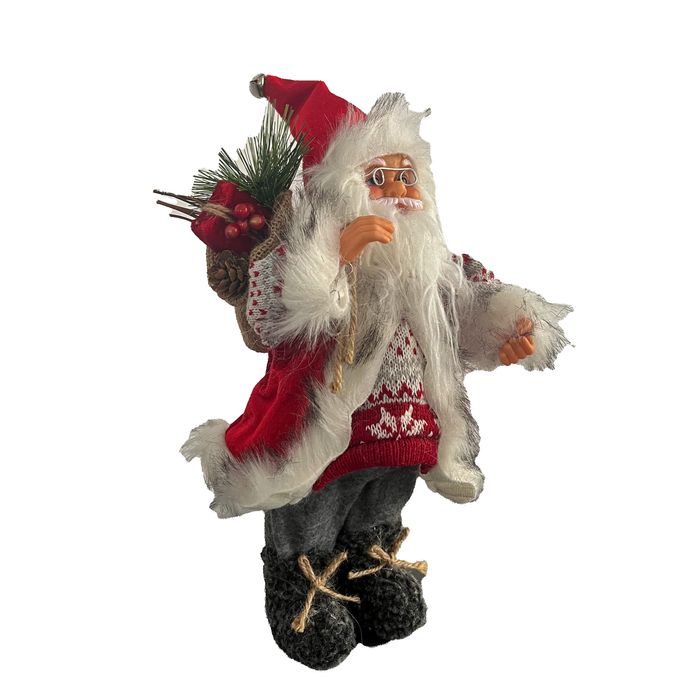 Figurina Decorativa Mos Craciun cu Sac Cadou 31cm