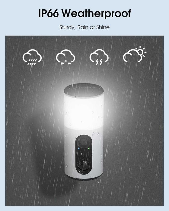 ANRAN 2K безжична соларна охранителна камера с прожектор, PIR детектор