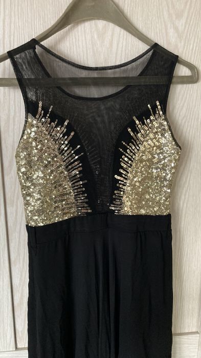 Официална, елегантна рокля черно и златно