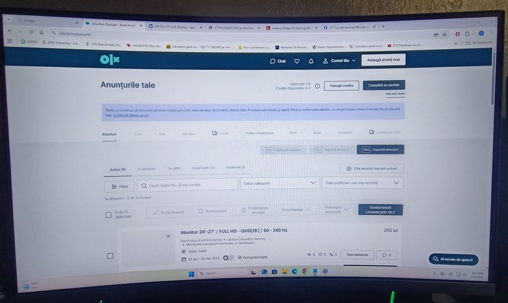 Monitor 24"-27" / FULL HD - QHD(2K) / 60 - 240 Hz