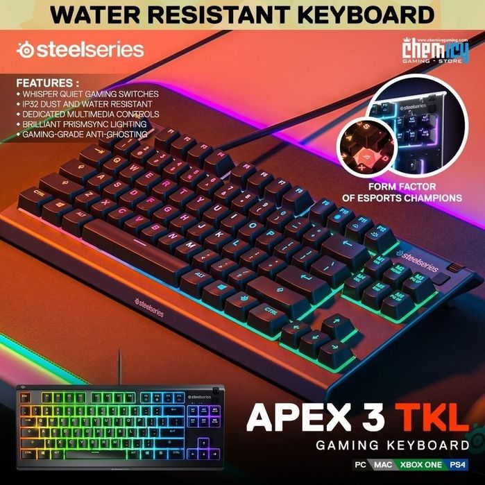 Steelseries Apex 3 TKL СКИДКА/ресурс 20млн нажат/Мембраная Клавиатура
