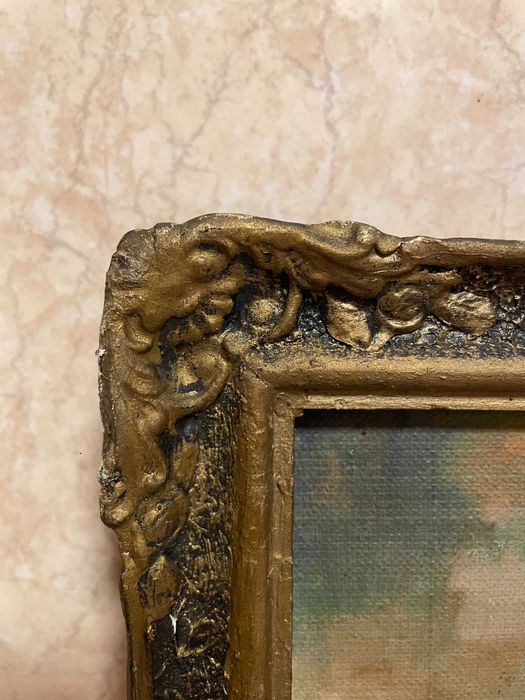 pictura veche pe panza in ulei tablou vechi pe panza in ulei tablou