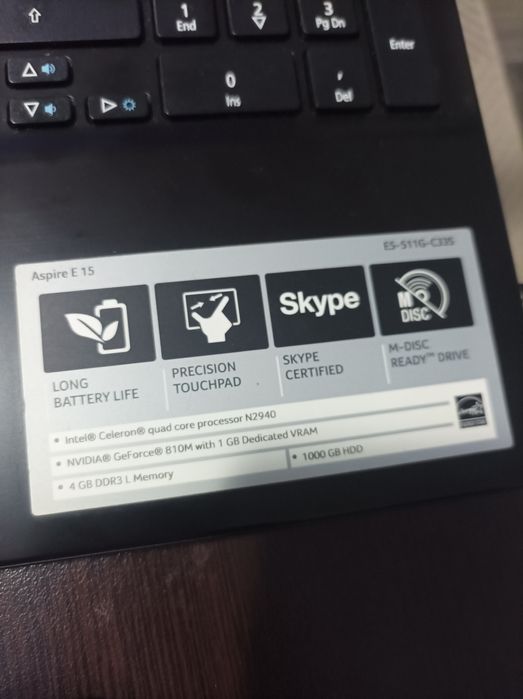 Лаптоп Acer ram4gb