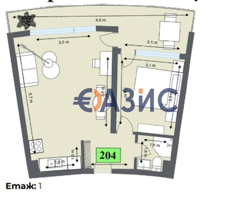 Продава се Двустаен апартамент в Обзор - 66 кв.м за 328 €/кв.м - Снимка #3