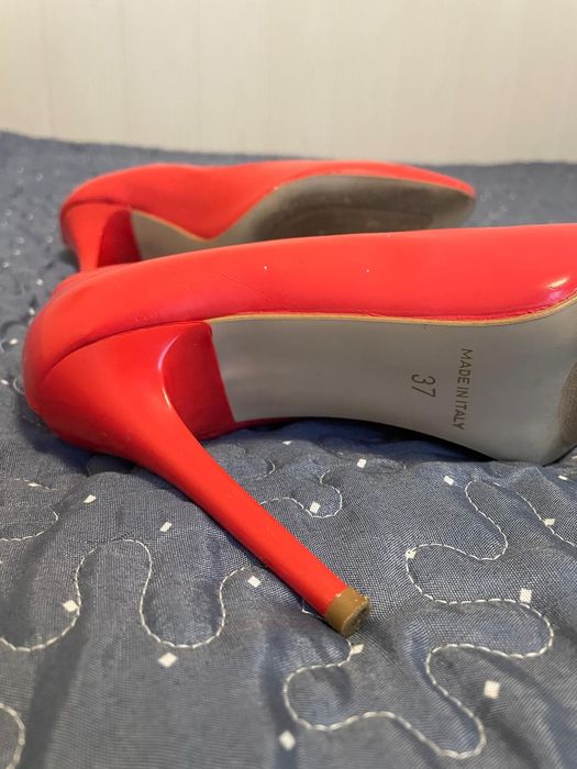 Pantofi cu toc, dama, rosu pal, impecabili, marime 37