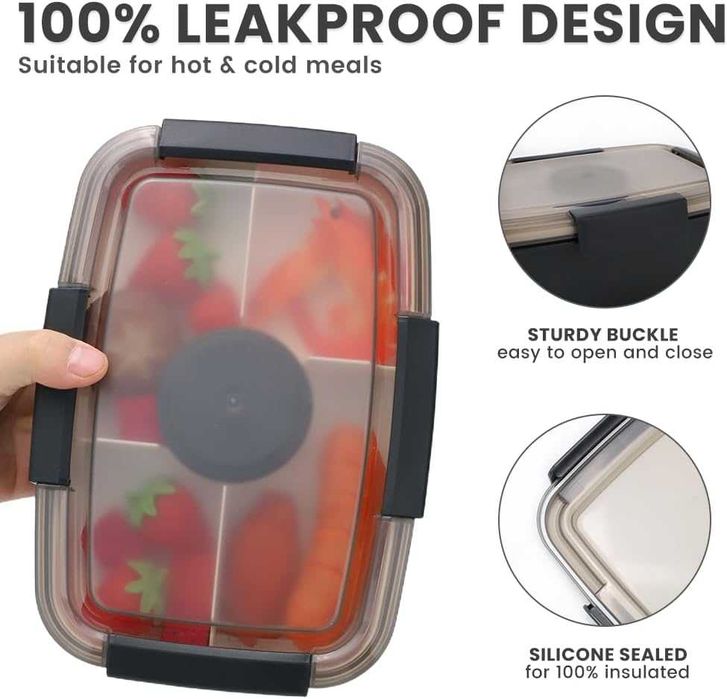 Bugucat Bento Box 2000ML, Кутия за обяд, контейнер с 4 отделения