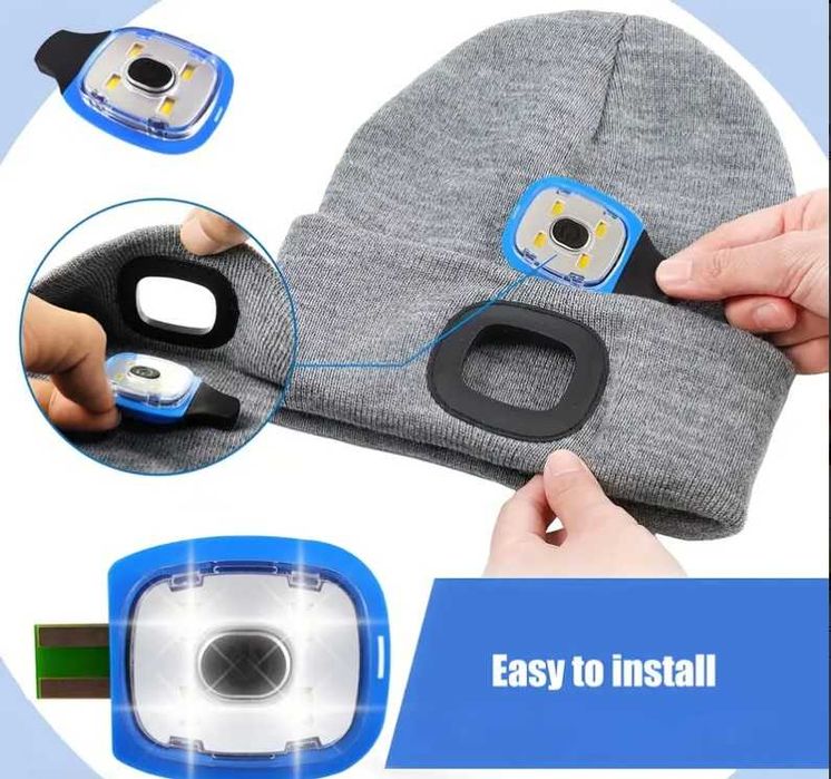Топла зимна шапка с LED осветление  - топлина и светлина в едно!