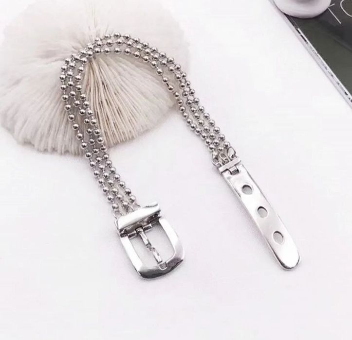 Браслет ремень серебро