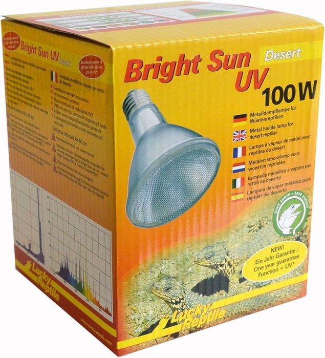 Lampă cu halogenuri metalice Lucky Reptile Bright Sun UV Desert - 100 W pentru socluri E27