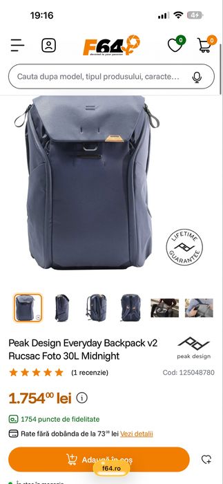 Peak Design Everyday Backpack v2 Rucsac Foto 30L Charcoal Nou