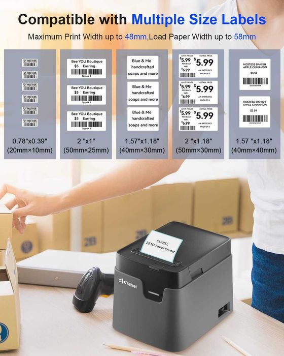 Принтер за етикети НОВ CLABEL 221D Bluetooth Thermal Label Printer