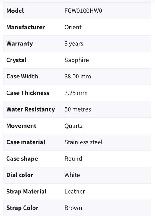 Orient FGW0100HWO - Classic