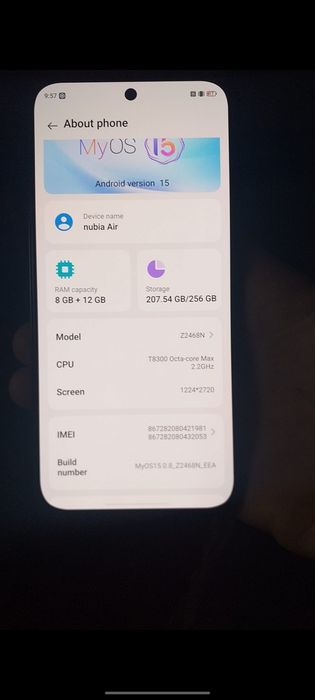 Nubia Air 256 cu 12 ram