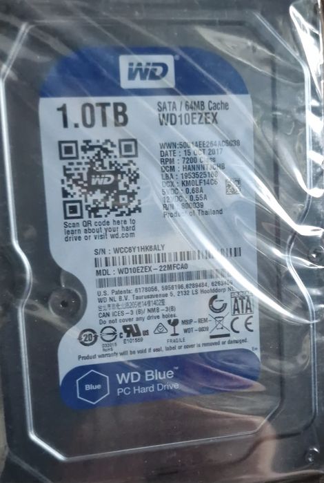 HDD WD Blue 1TB, 7200rpm, 64MB cache, SATA III
