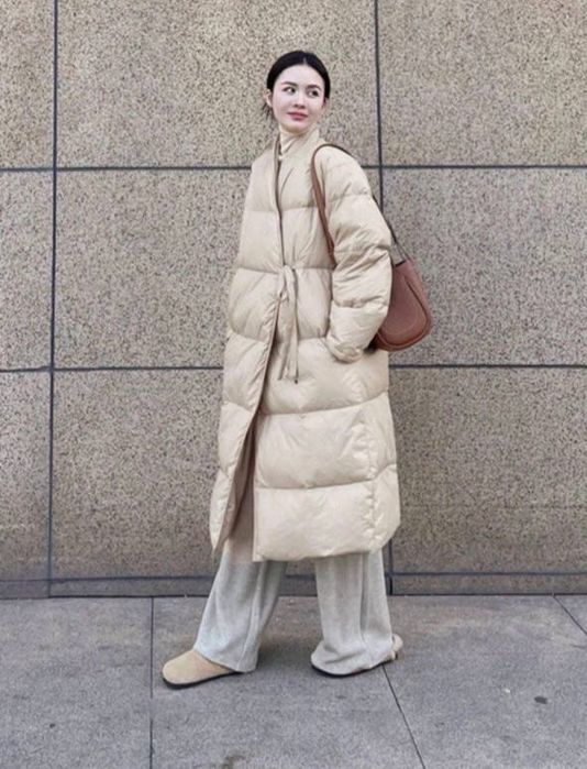 Пуховик, длинная куртка на запах. Размер М (большемерит)