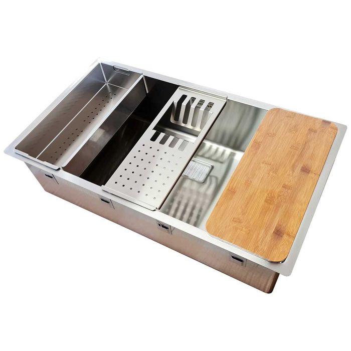 Chiuveta bucatarie inox CookingAid Box Lux 74 cu montaj pe/sub blat