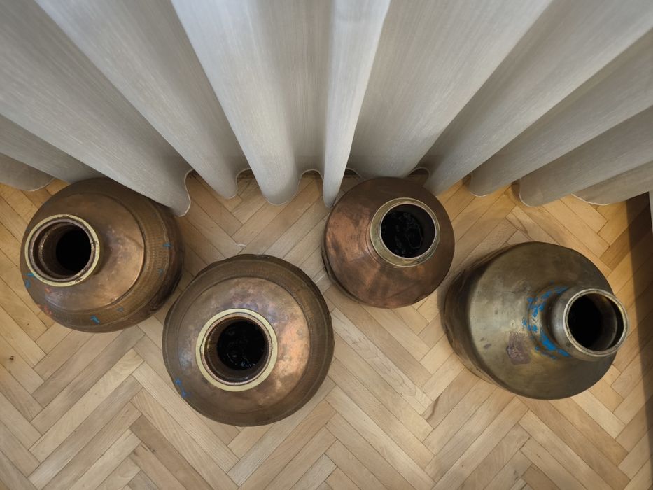 комплект ориенталски ръчно ковани медни и месингови съдове