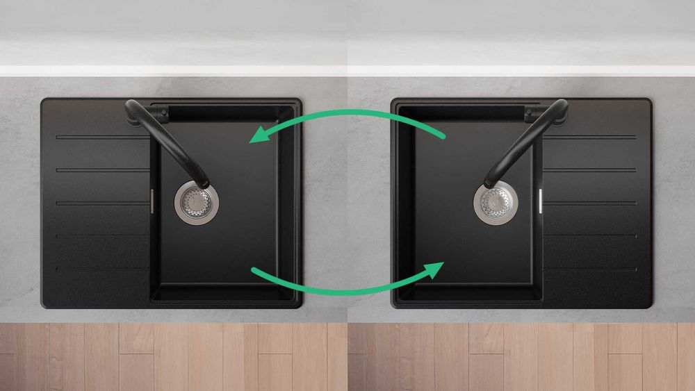 -21% Черна кухненска мивка от гранит Копенхаген 620х500 Top 45