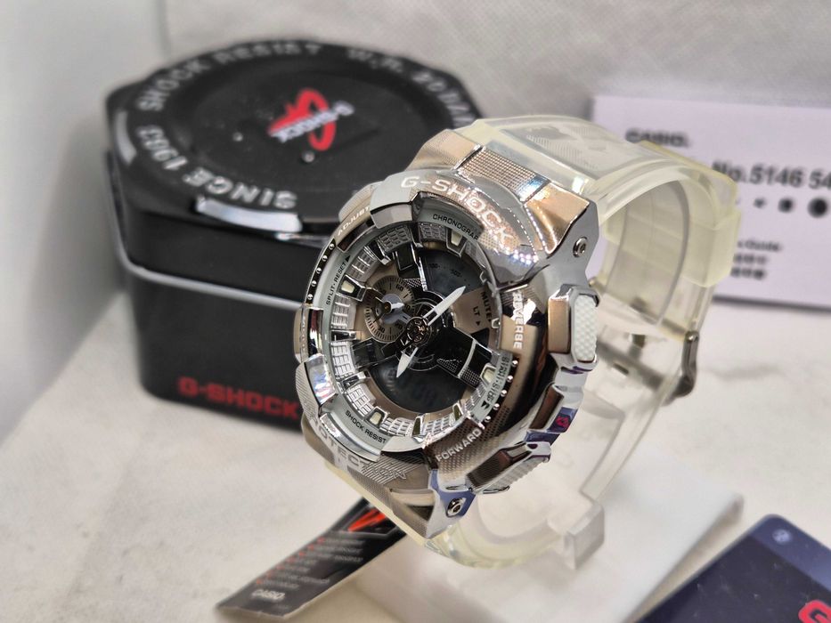 Ceas SPORT Casio g shock gm110 metal , silver jelly,NOU,Garantie 2 ani