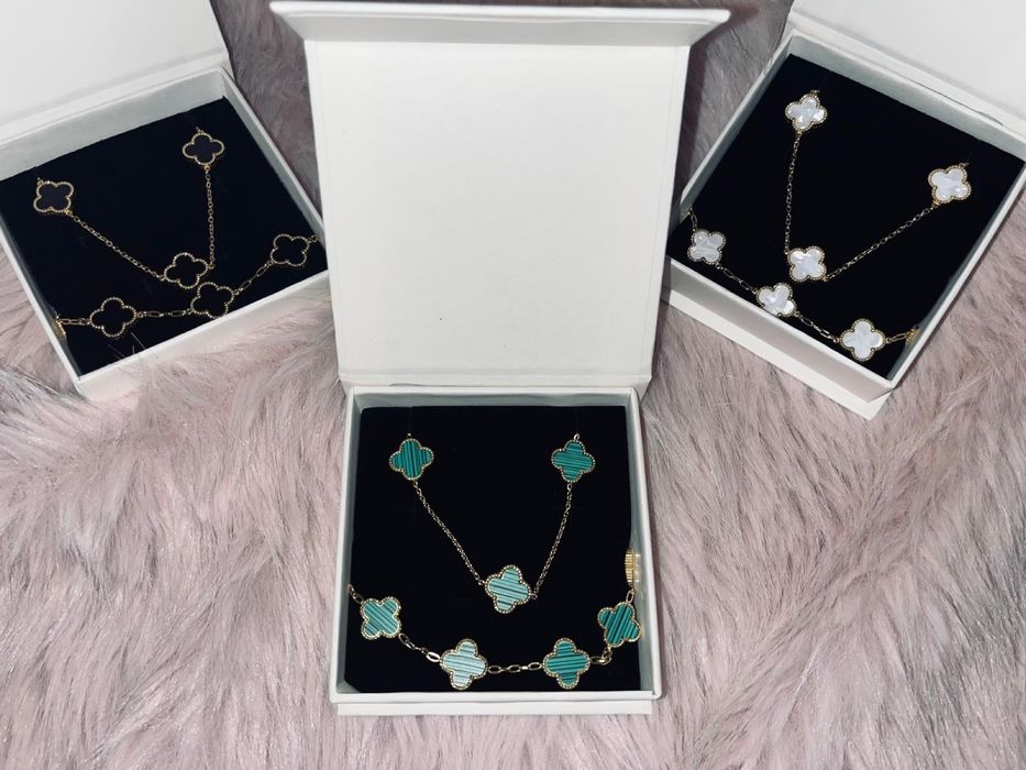 Set colier si bratara placat cu aur de 18k, nou cu cutie