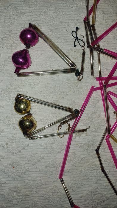 Елочные ёлочные игрушки гирлянда СССР из стекла стекляная