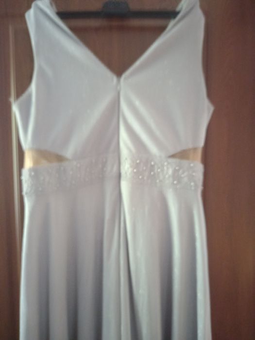 Rochie ocazie lunga argintie marimea 44