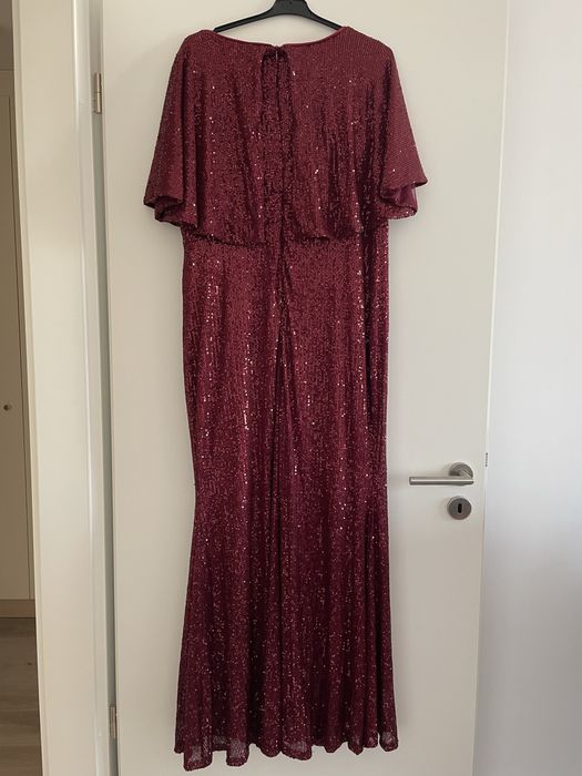 Rochie lungă vișinie cu paiete – Toleen (mărimea 2XL)