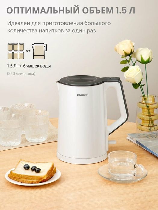 Электрический чайник Comfee CF-KT7074, 1800 Вт, 1.5 Л,