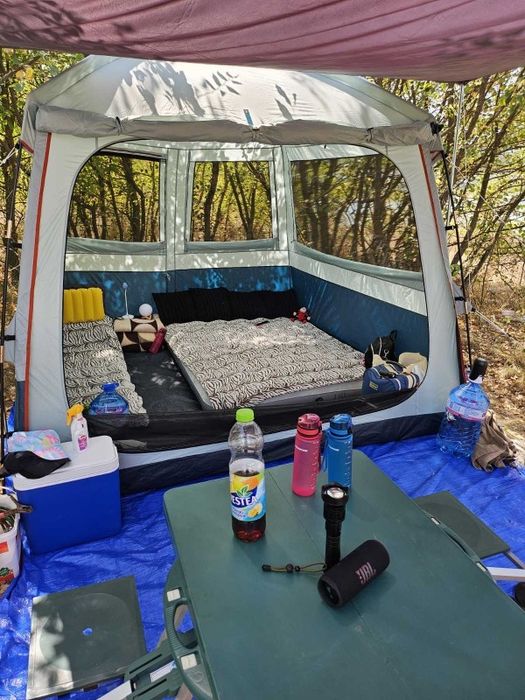 Палатка Arpenaz base m+тента+под+двоен дюшек