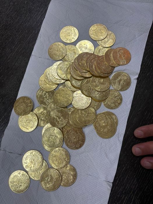 Vand monede placate cu aur de 24k Frank Iosif 4 ducat 1915 1la1