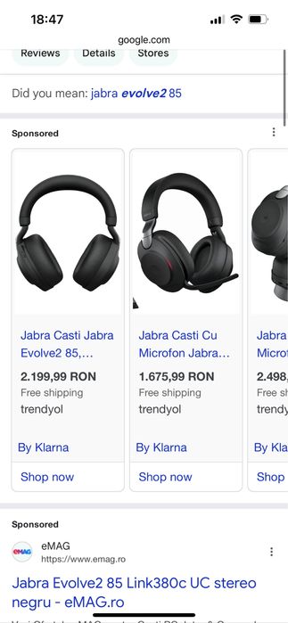 Casti Audio Jabra Evolve2 85