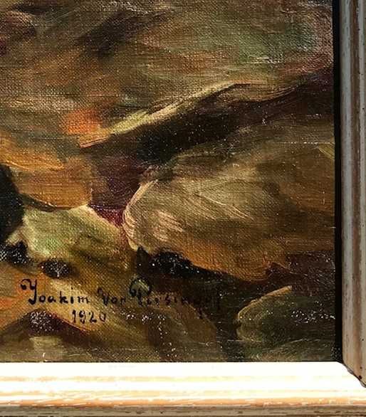 Tablou f VECHI, 106 ani, ulei/panza, semnat si data 1920, mare 90x60cm