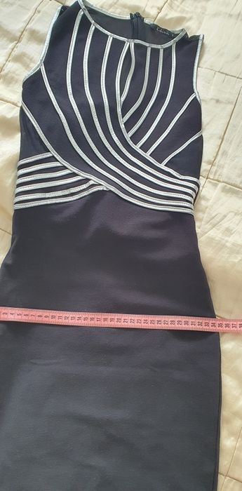 Kikiriki XS/S rochie bodycon neagră cu inserții argintii mini, club party ocazii