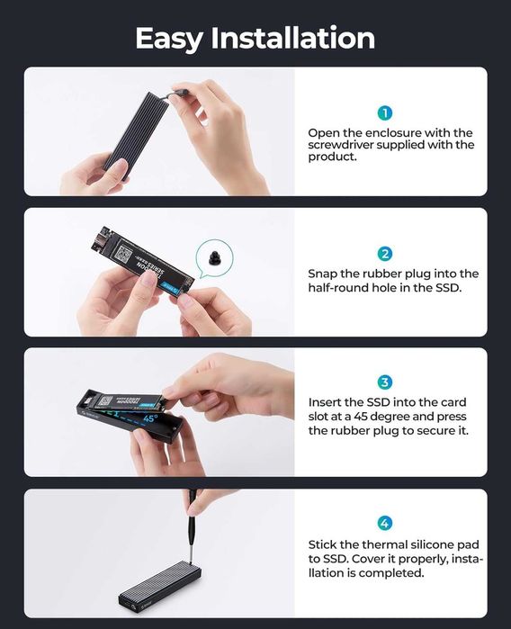 Външна кутия 10Gbps USB 3.1 за M.2 NVMe орико ORICO, проверена