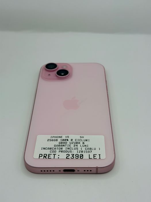 Iphone 15 256GB 100% Roz Garantie Rate BuyBack - zonemag.ro