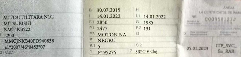 Mitsubishi L200 - Autoutilitară N1G, 2.5 Diesel, 4x4 - Florești, Cluj