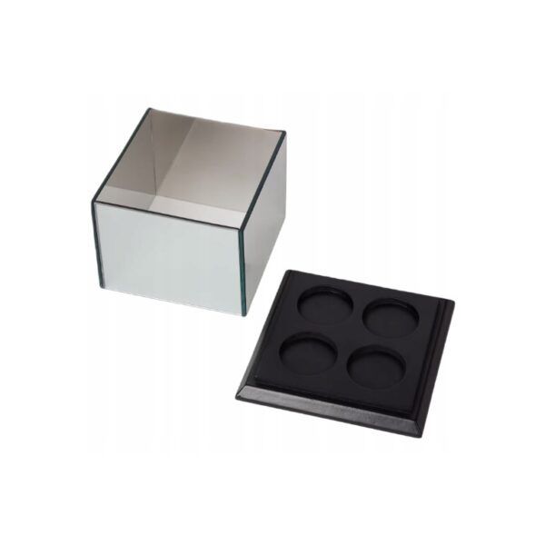 Огледален свещник с дървена подложка