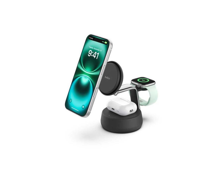 ( Беспроводное ЗУ BELKIN 25W Qi2 3-in-1 Wireless Charging Stand Black