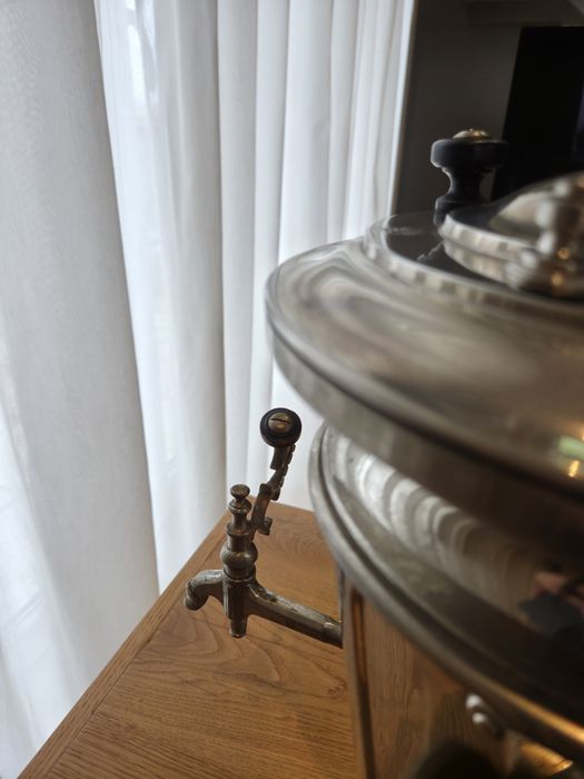 Samovar rusesc vechi A. Morozov – nichelat, complet, stare foarte bună