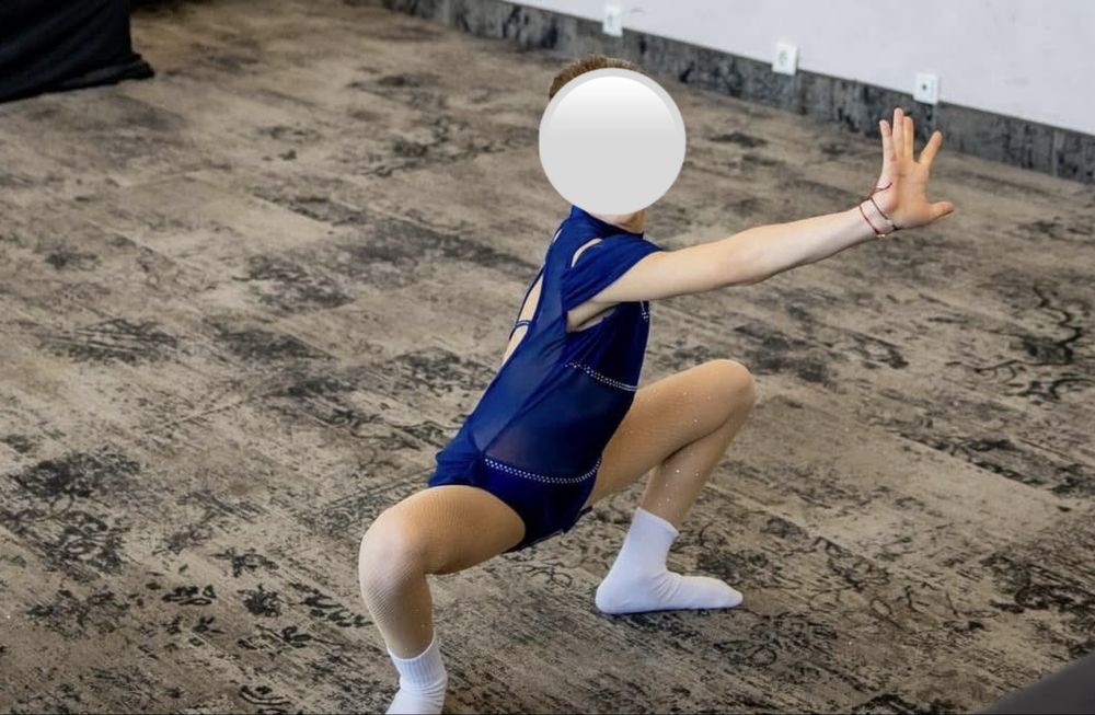 Сценичен костюм, танцово трико в син цвят за дете