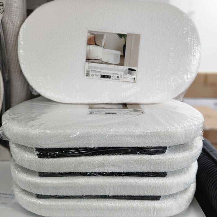 NOU Taburet oval, teddy, alb