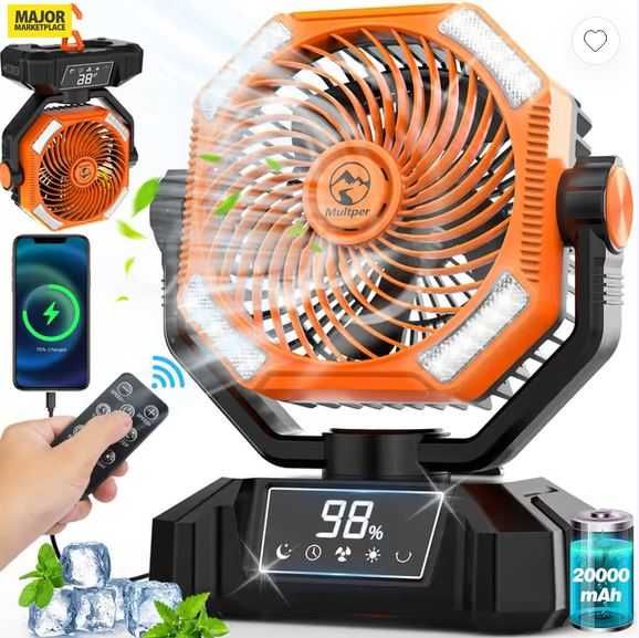 Ventilator Portabil Camping cu LED - incarcare telefon 20000mAh - Nou !