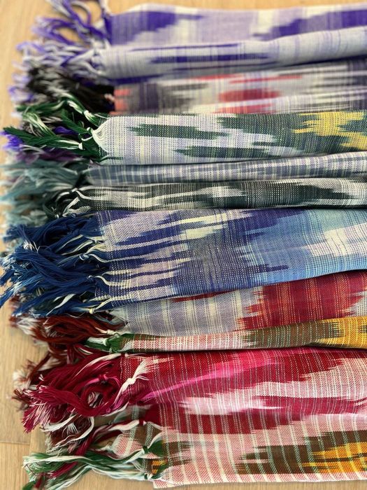 Хлопчатобумажные шарфы ручной работы икат с узбекскими узорами! ™